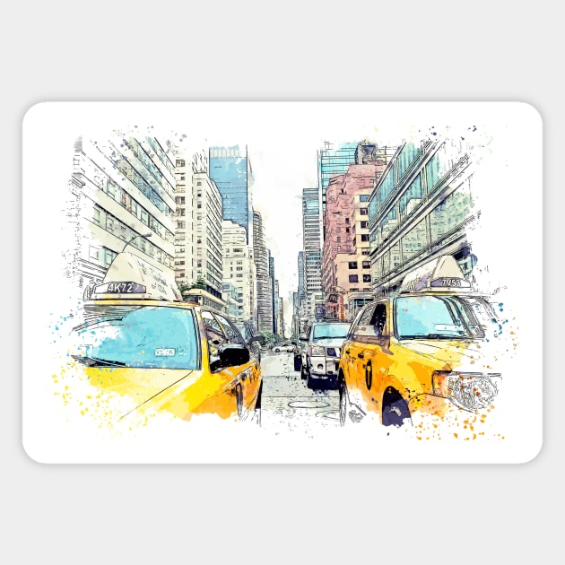 Yellow Taxi Cabs, New York Sticker by jngraphs